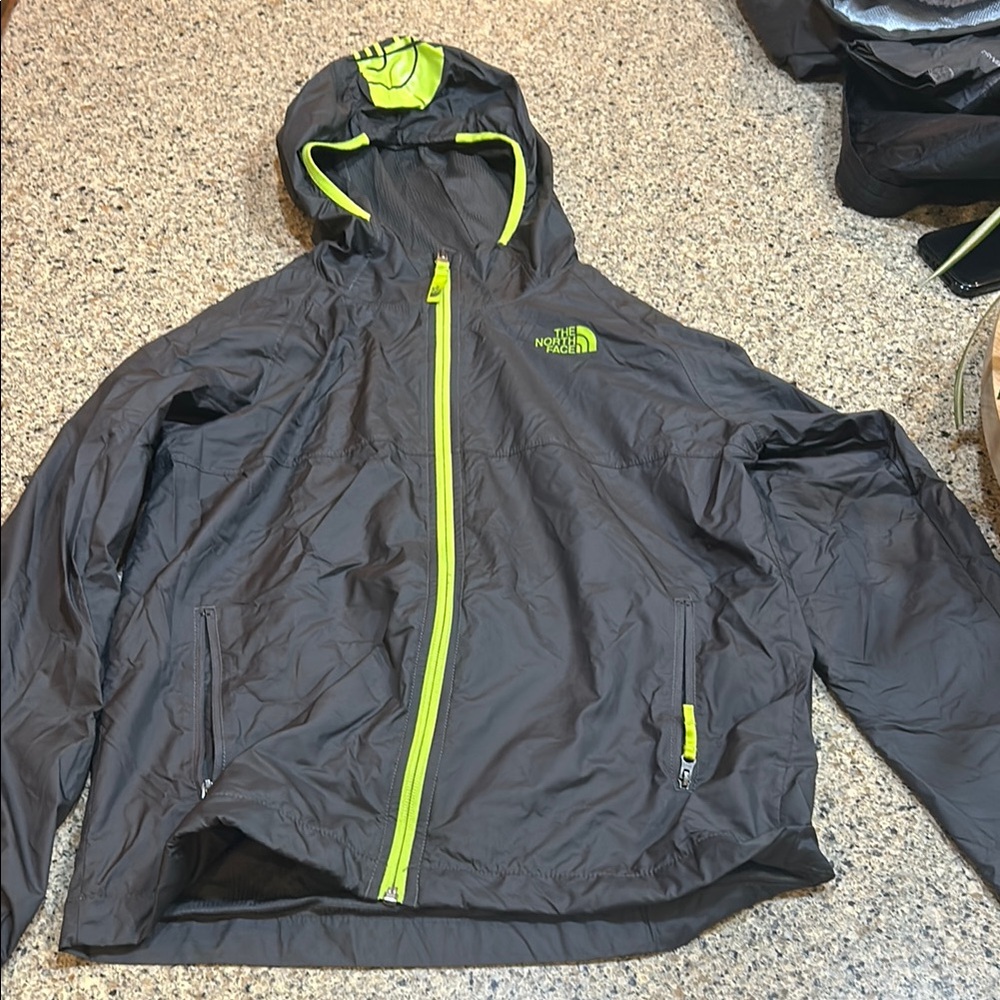 The North Face Gray Jacket with Neon Accents